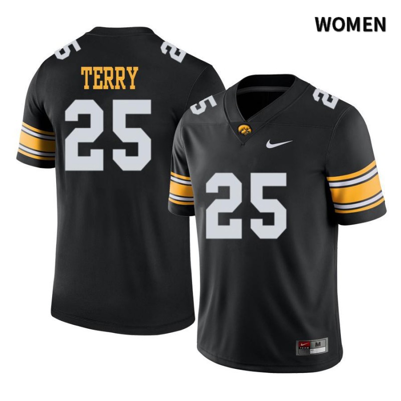 Women's Iowa Hawkeyes NCAA #25 Jackson Terry Black Authentic Nike Alumni Stitched College Football Jersey ZY34Y57JS